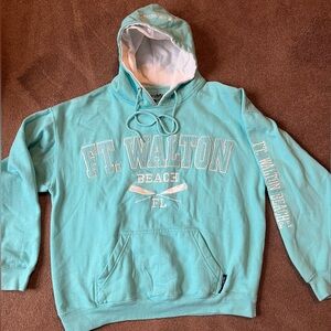 Surf Style Turquoise Hoodie womens sz L